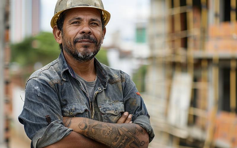Contratista trabajando por cuenta propia en una obra